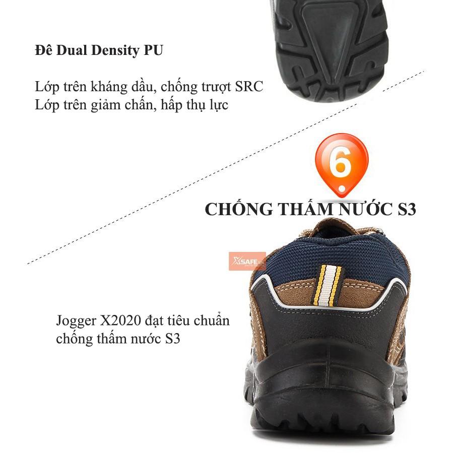 Giày bảo hộ lao động nam Jogger X2020P S3 SRC da bò lộn bền bỉ, thoáng khí, chống nước, đâm xuyên, trơn trượt -