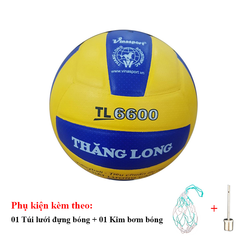 Quả bóng chuyền Thăng Long 6600 tặng kèm túi đựng bóng và kim bơm bóng tiêu chuẩn