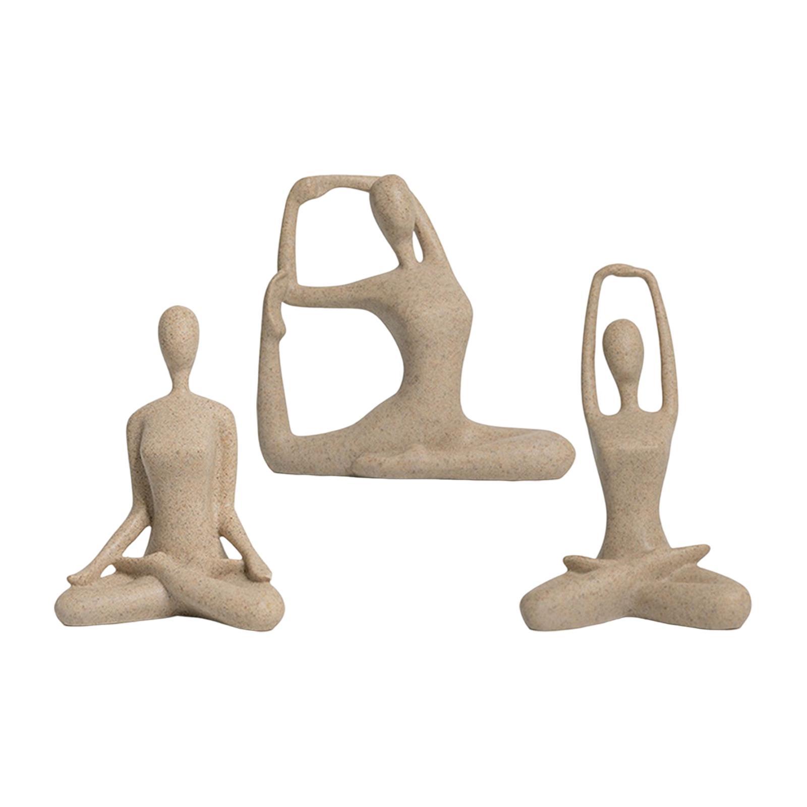 3Pcs Yoga Pose Statue Figurine Holiday Office Decor Yoga Figure Sculpture