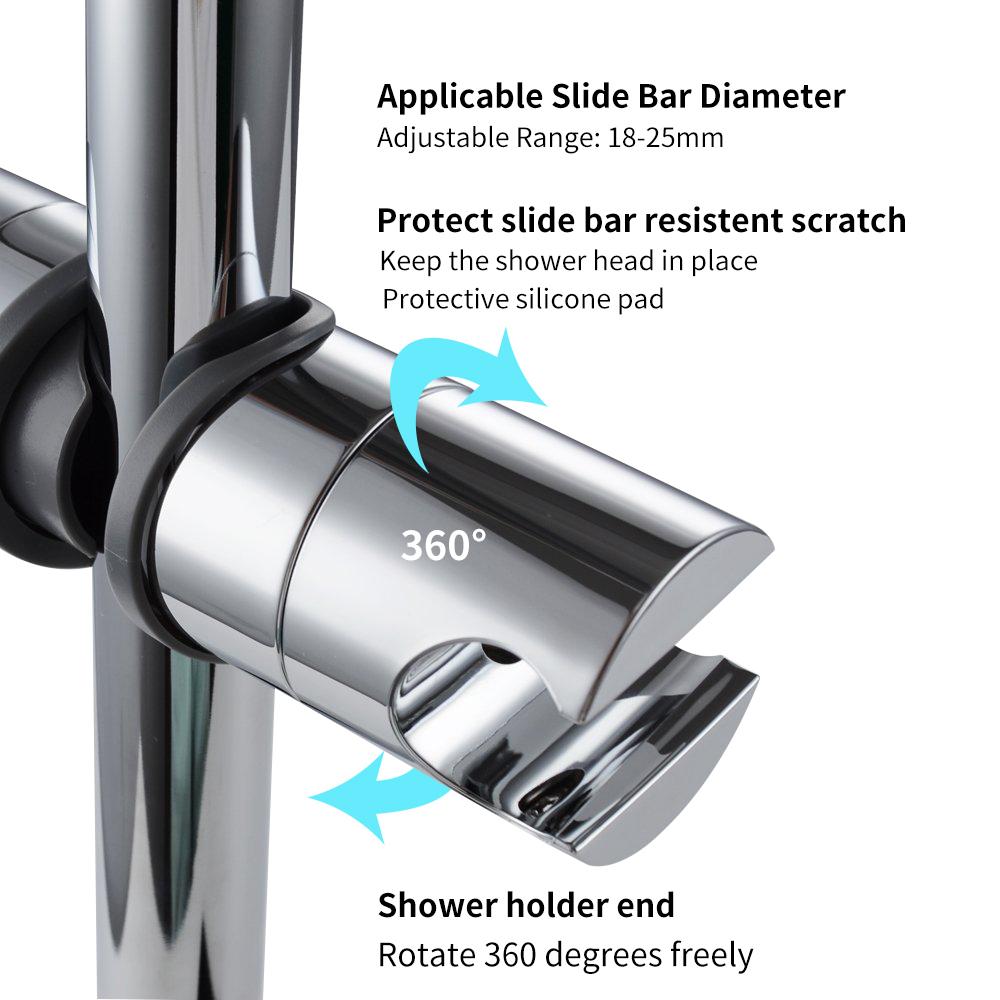 Giá đỡ vòi hoa sen cầm tay có thể điều chỉnh cho thanh trượt Đường kính 18-25MM bằng Chrome đánh bóng