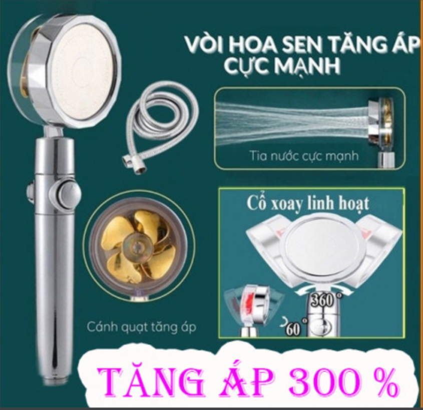 BỘ VÒI SEN TĂNG ÁP CÓ QUẠT NHIỀU CHẾ ĐỘ