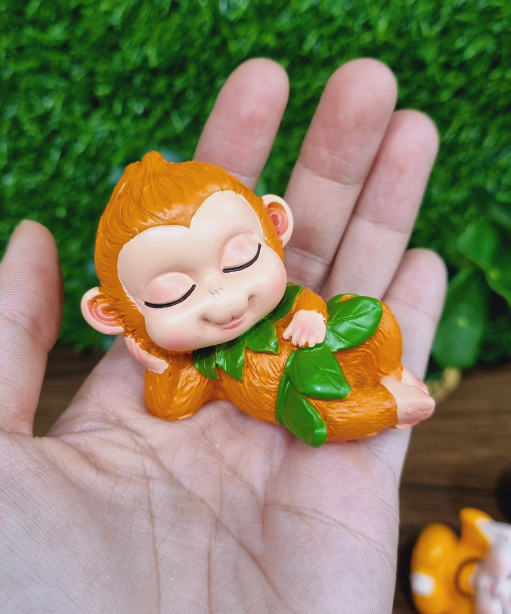 Bộ 04 chú khỉ con size 7cm - tặng kèm túi 50 xu vàng mini may mắn