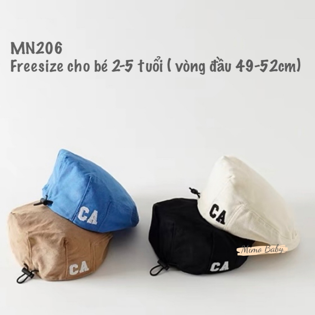 Mũ nón bere cho bé có dây rút thêu chữ CA phong cách hàn quốc MN206 Mimo Baby
