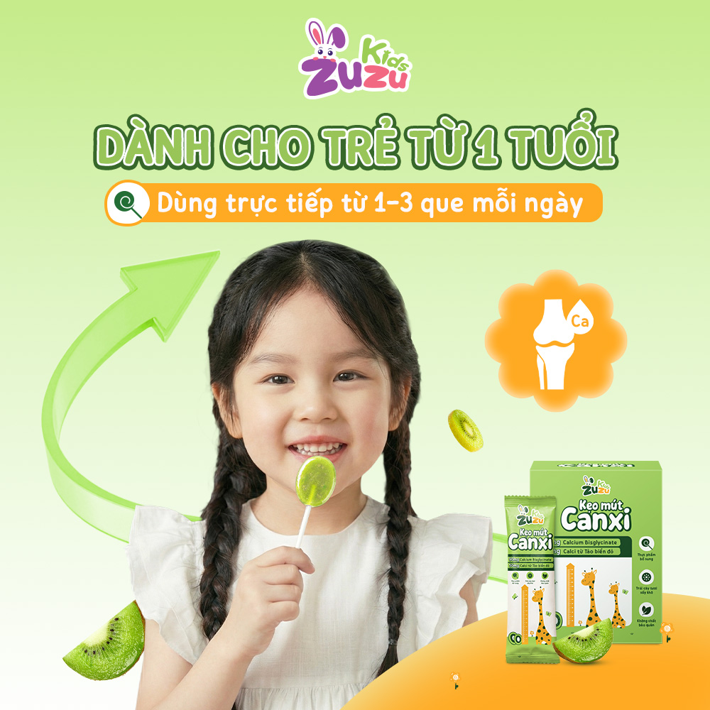 ZuZuKids Kẹo Mút Vi Chất Bổ Sung Canxi Cho Bé Vui Khỏe - Dây 10 que &amp; Hộp 20 que