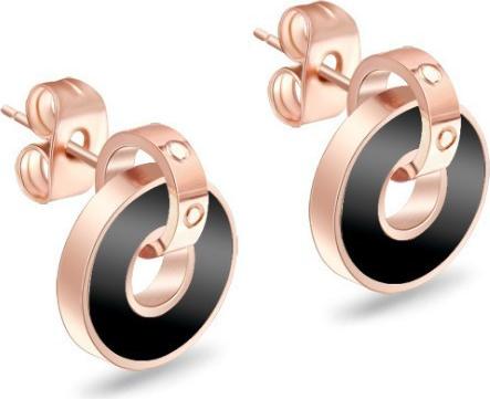 Bông Tai Hình Tròn Đen Titan Không Gỉ TT 1887