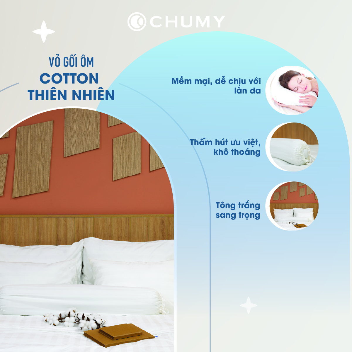 Vỏ Gối Ôm Cotton 100% Thiên Nhiên - Vỏ gối khách sạn 5 sao – Mát mẻ - Mềm mại