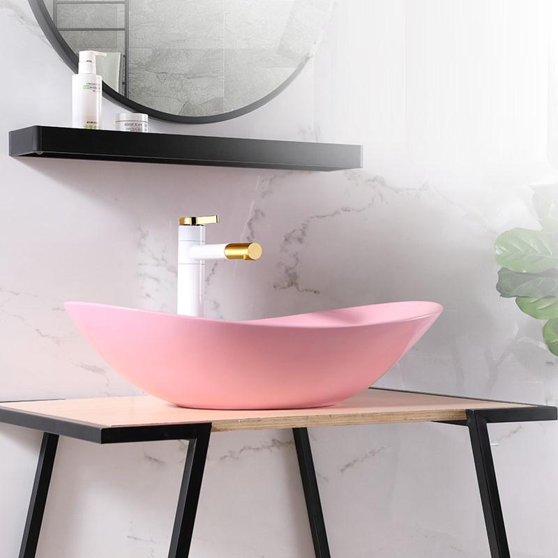 Lavabo thỏi màu hồng