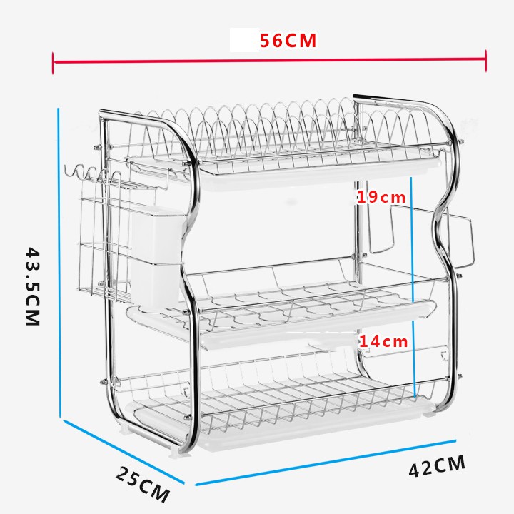 Kệ để bát đũa inox đa năng, Kệ chén đũa thông minh tiện lợi kèm khay đựng