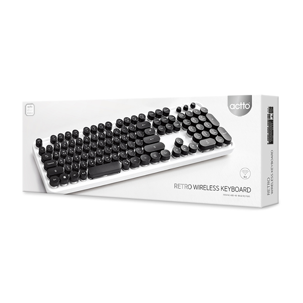 Bàn phím không dây thiết kế Retro Wireless khoảng cách kết nối 10 met Keyboard Actto KBD-48 - Hàng chính hãng