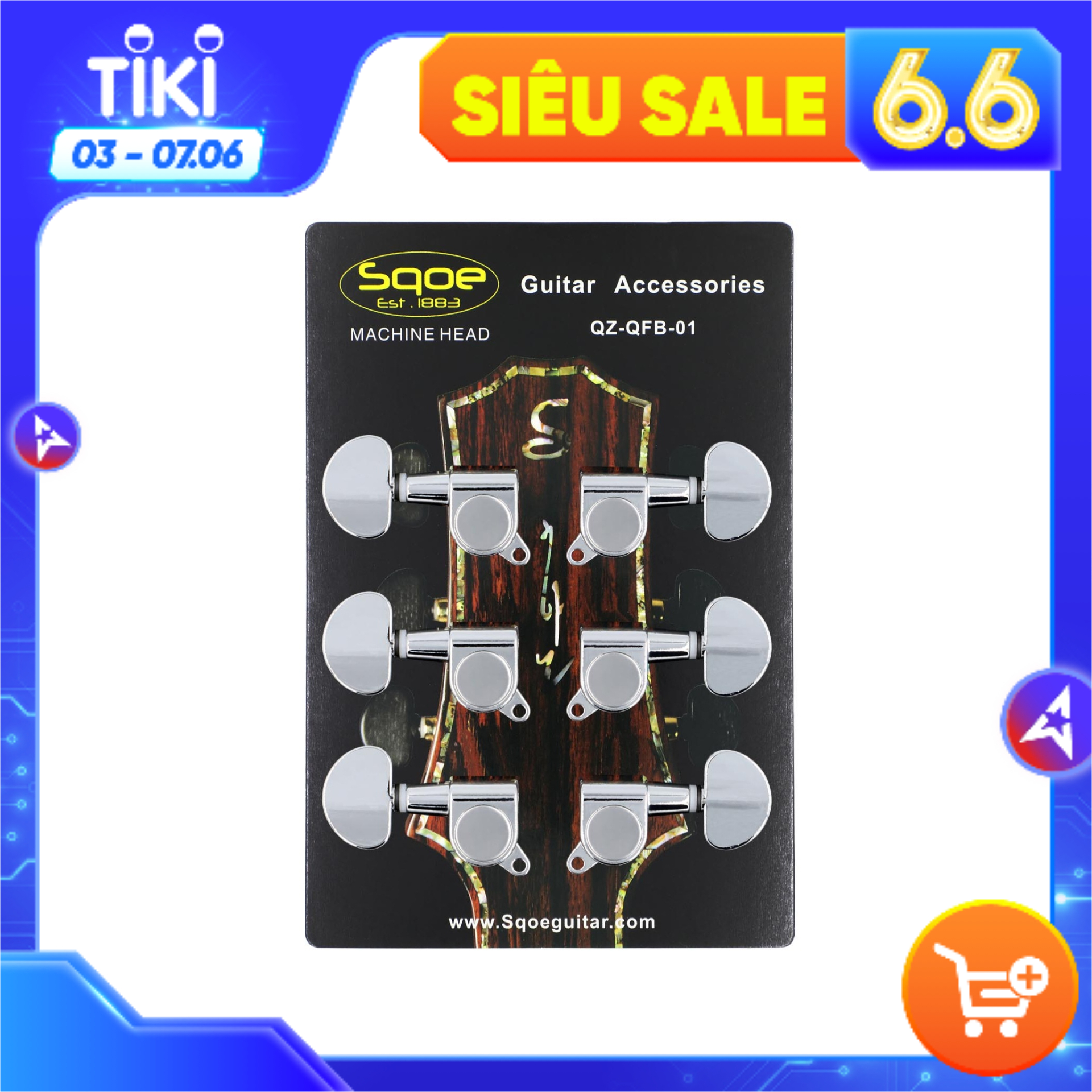 Bộ 6 Khóa Đàn Guitar Acoustic Sqoe QZ-QFB-01 (Đầy Đủ Ốc Vít), Đúc Cao Cấp, Độ Bền Cao