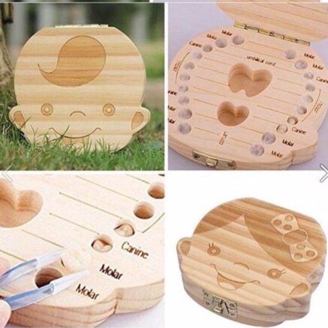 Hộp đựng răng sữa cho bé bằng gỗ để lưu giữ làm kỉ niệm