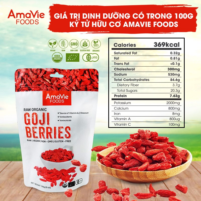 Hạt kỷ tử hữu cơ 170gr - AmaVie Foods