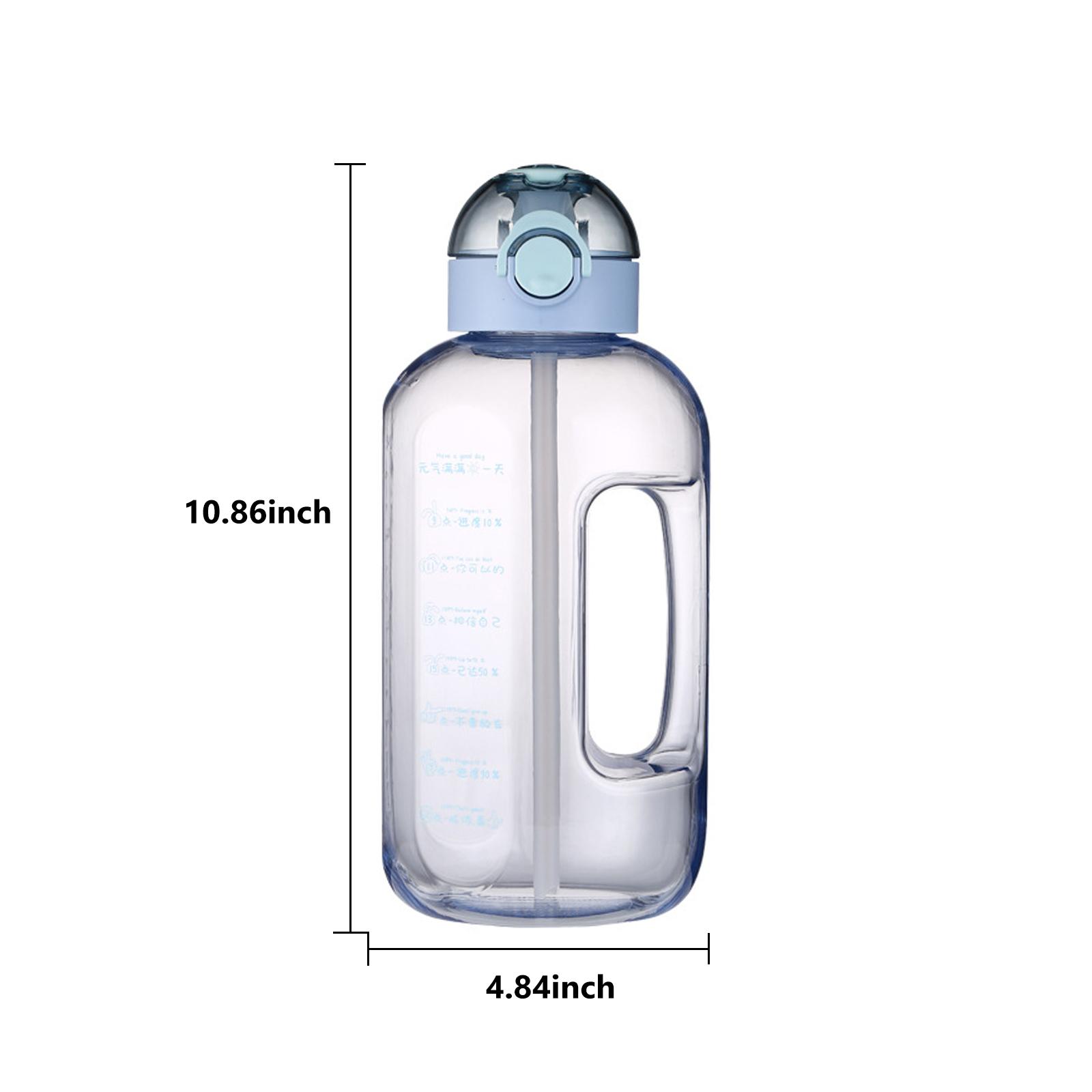 2L Water Bottle with Marker & Straw Large Capacity Water Bottle with Handle Reusable Leakproof Water Jug