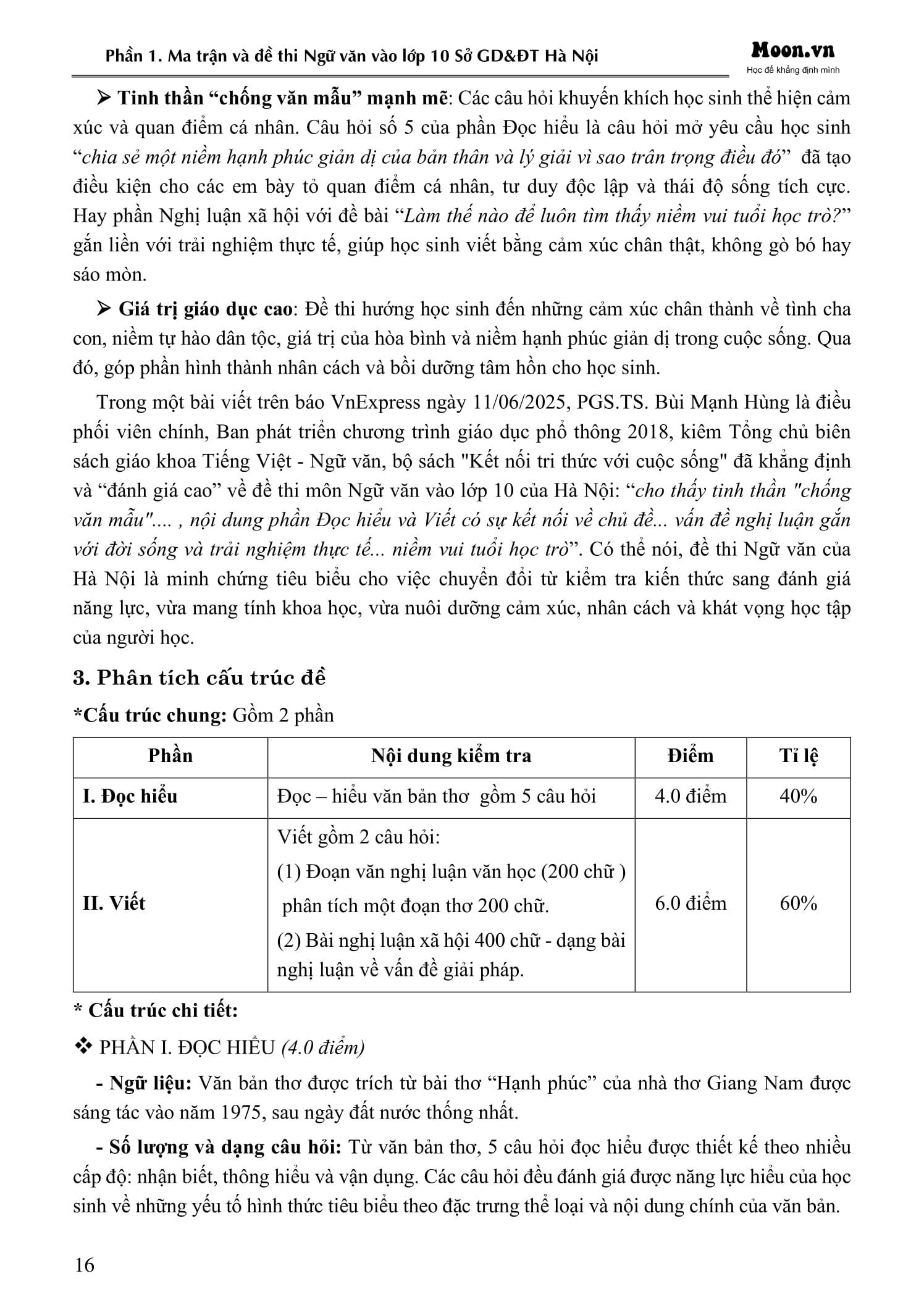 Sách - 50 Đề Minh Họa Thi Vào 10 - Môn Ngữ Văn (Theo Cấu Trúc Đề Của Sở Giáo Dục Và Đào Tạo Hà Nội)