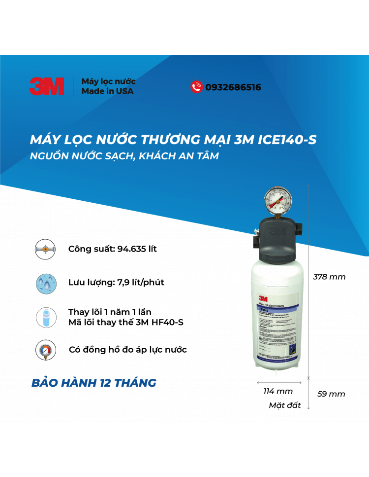 MÁY LỌC NƯỚC 3M ICE140S CHO NHÀ HÀNG, QUÁN CAFE