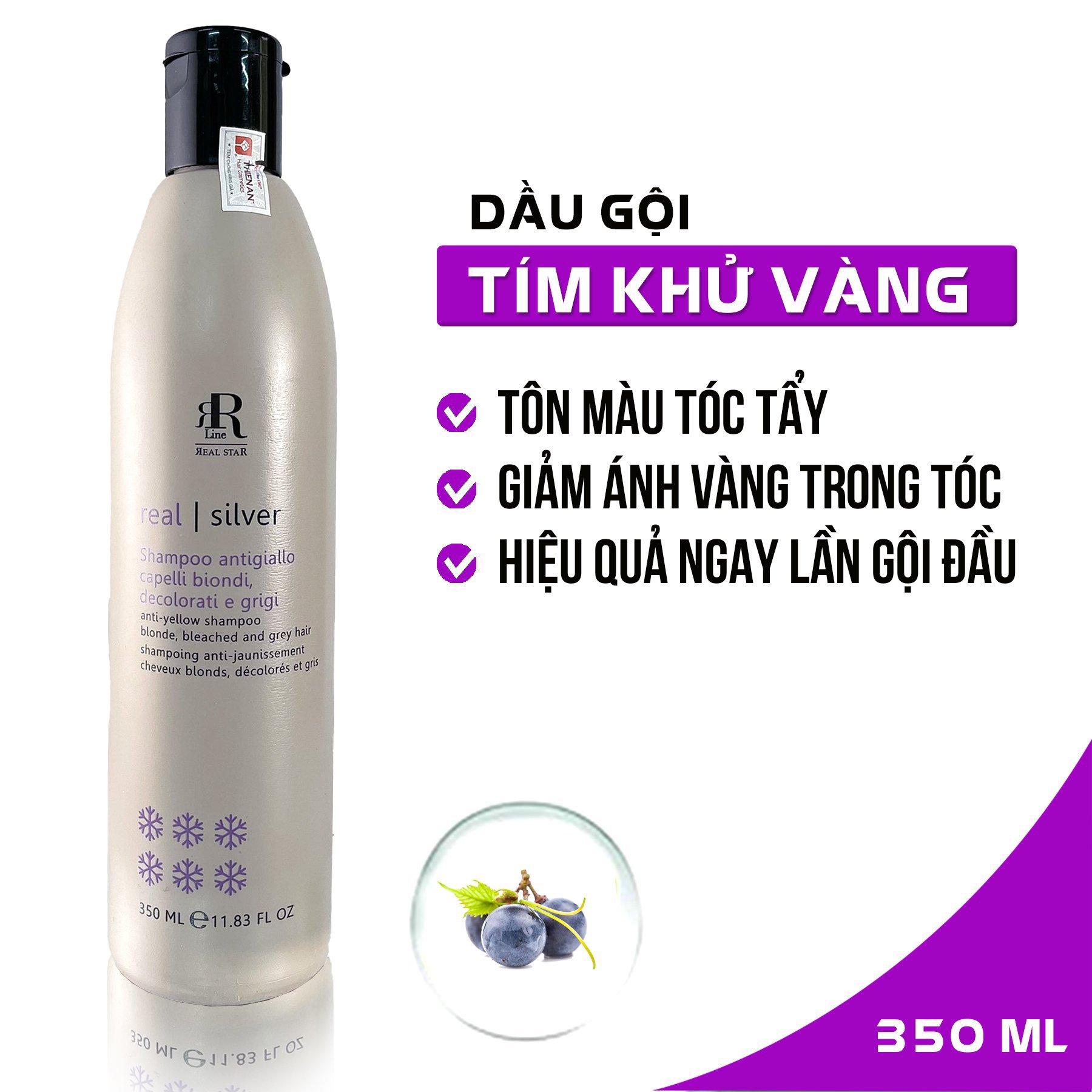 Dầu gội tím khử vàng chăm sóc và làm sáng màu tóc RRline Therapy Sliver Shampoo 350ml