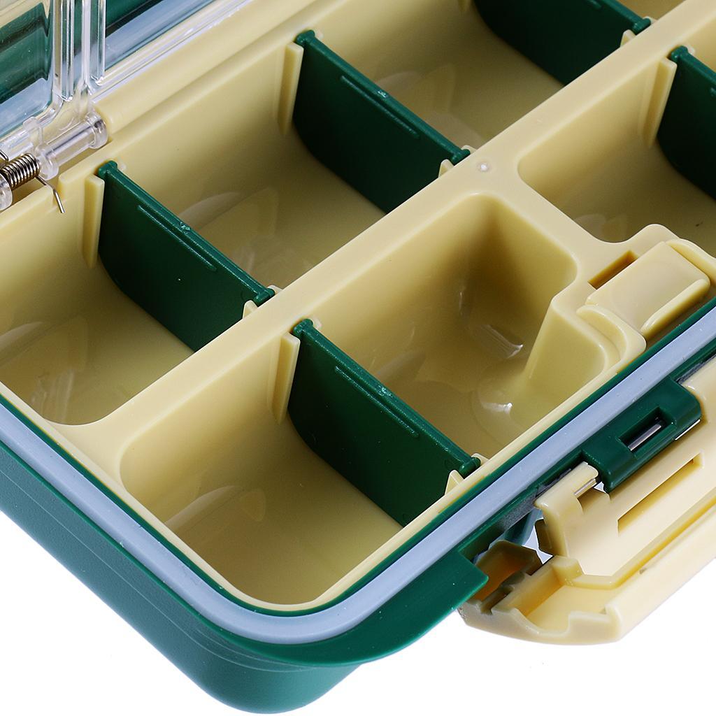 Green Double Side Plastic Fishing Tackle Box-16 slot Hooks Swivel Bead Case