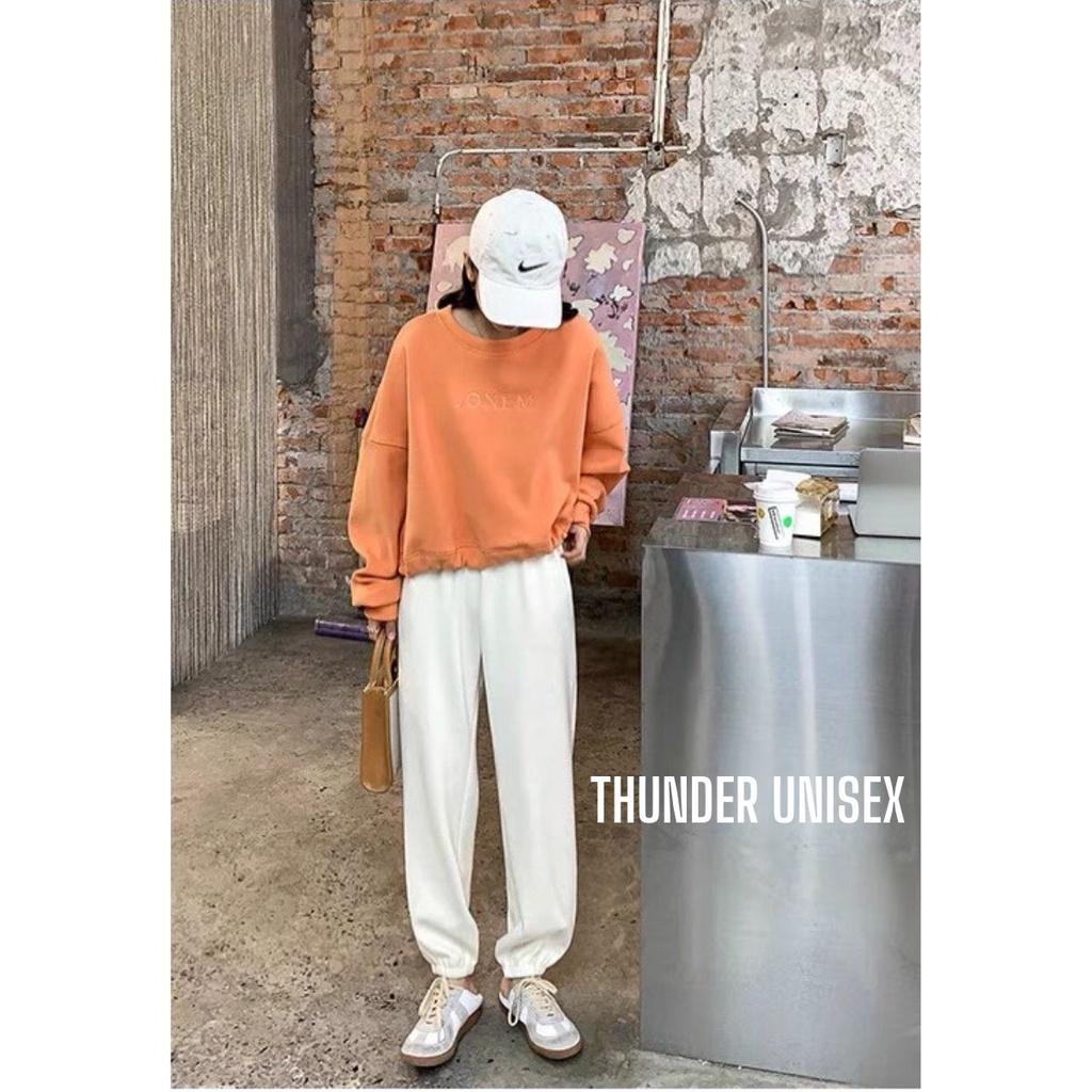 Quần Jogger Nam Nữ Form Ống Rộng Bo Gấu Vải Nỉ Thun Gân Mịn Mềm Mát Quần Thể Thao THUNDER UNISEX