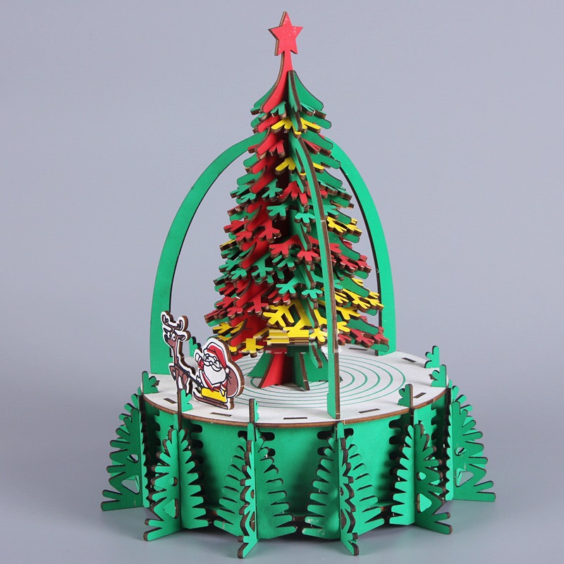 Đồ chơi lắp ráp gỗ 3D Mô hình Cây thông Noel Christmas Tree Laser