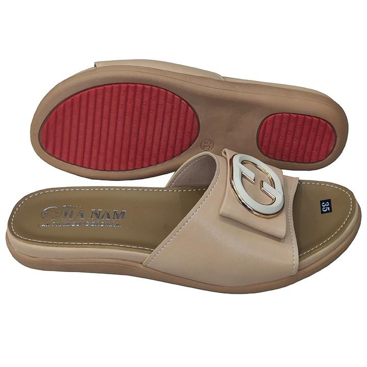 Dép Nữ Quai Ngang Đế Bệt TiTi ĐÔ Da Bò Thật Cao Cấp DNU2066a