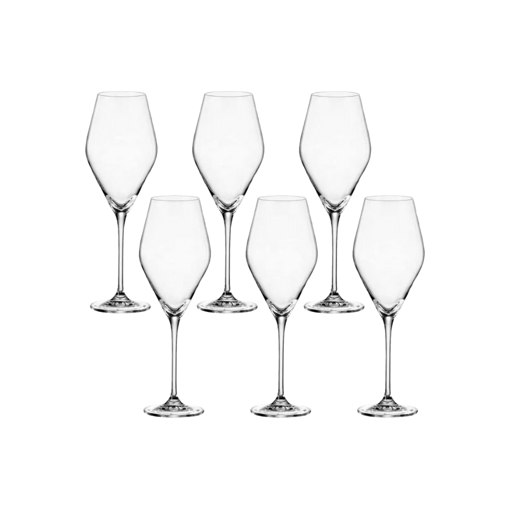 Set 6 ly vang trắng Loxia 470ml Crystal Bohemia hàng chính hãng