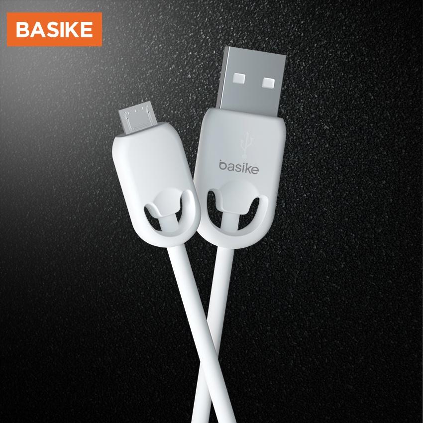 Cáp sạc 2A BASIKE 1M Cho iPhone Cổng Micro USB Type C Chất liệu silicon Thời gian sử dụng lâu dài-Hàng chính hãng