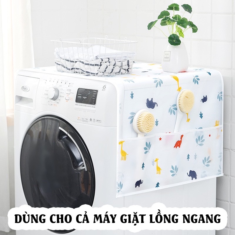Khăn che tủ lạnh vải nilon có túi đựng 2 bên ,chống thấm ,chống bụi ,hoa văn trang nhã ,màu sắc đẹp mắt ,bảo vệ nóc tủ lạnh luôn sạch sẽ như mới