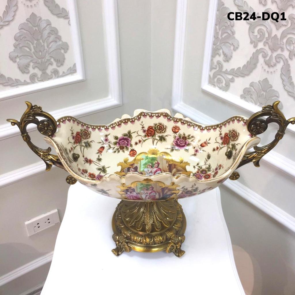 Mẫu đĩa đựng hoa quả họa tiết hình Châu Âu mang phong cách tân cổ điển sang trọng CB24-DQ1