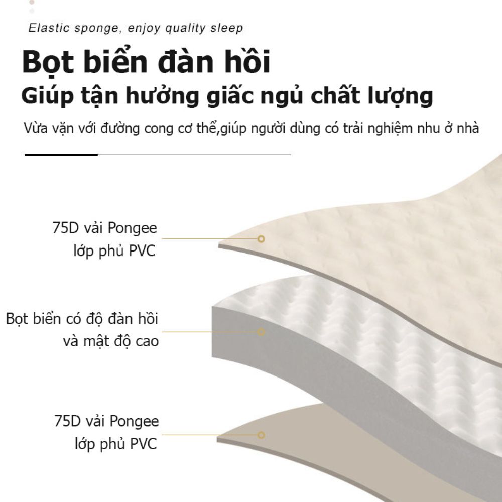 Đệm tự bơm kèm gối gấp gọn tiện lợi đi dã ngoại, cắm trại, văn phòng