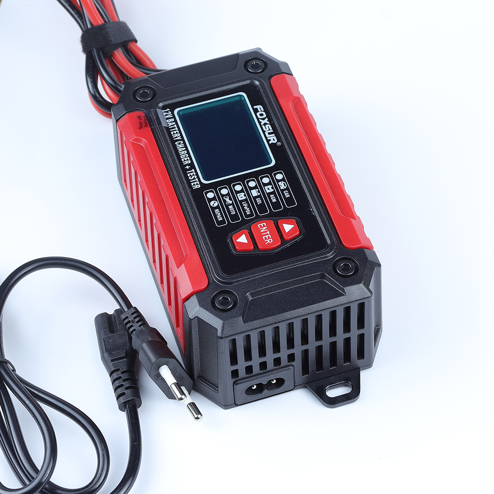 Bộ sạc và test bình ắc quy 12V 2 trong 1 FOXSUR FTC-1206 máy kiểm tra bình ắc quy