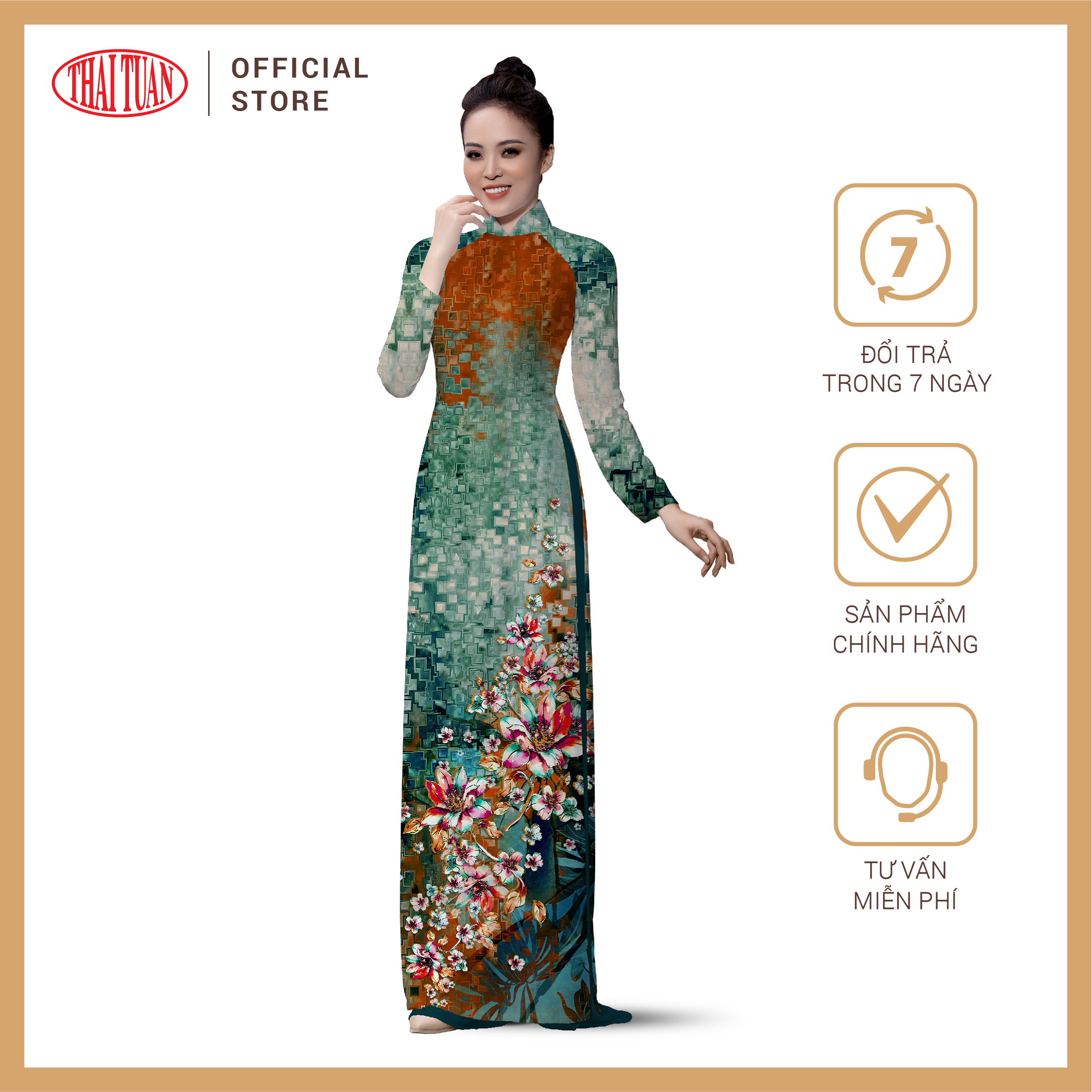 Vải Áo Dài In Họa Tiết Kháng Khuẩn Khổ 1m50 Dài 2m1 | ASBR533MCAJ242DG6DKAAZA