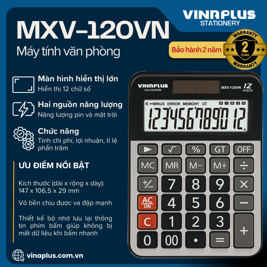 Máy tính tiền MXV-120VN Tính Tiền - Để Bàn Tiện Lợi - Hàng Chính Hãng