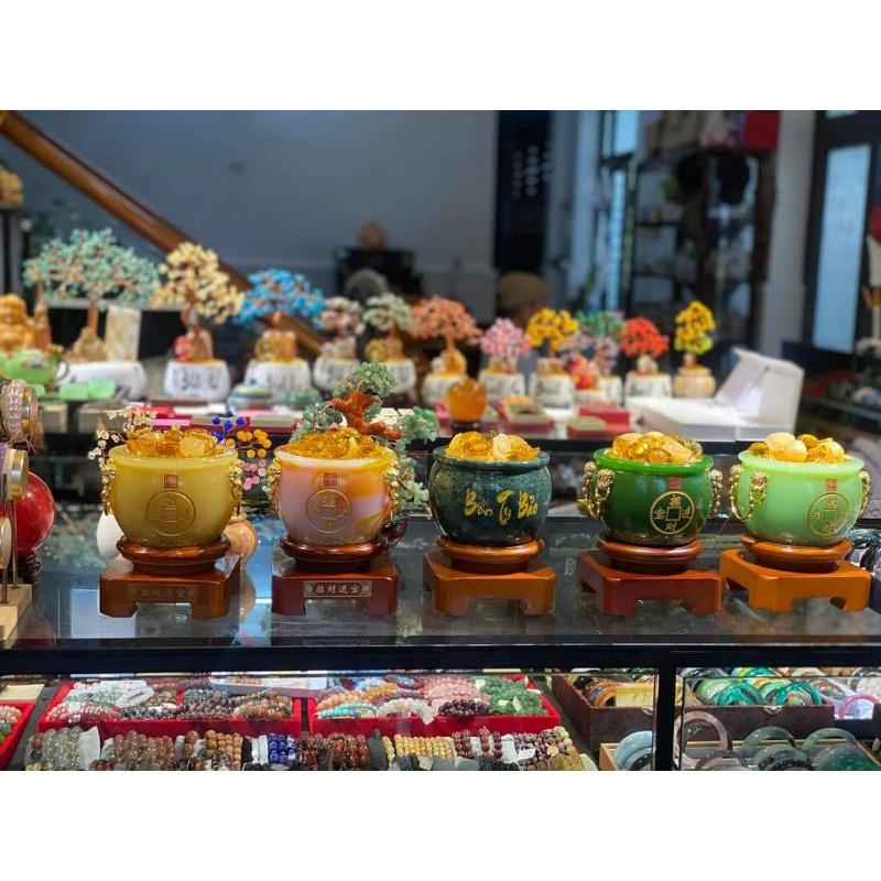 Bát Tụ Bảo Phong thuỷ Đá Ngọc Chiêu Tài Lộc, kích thước 12cm, 15cm Có đế đẹp
