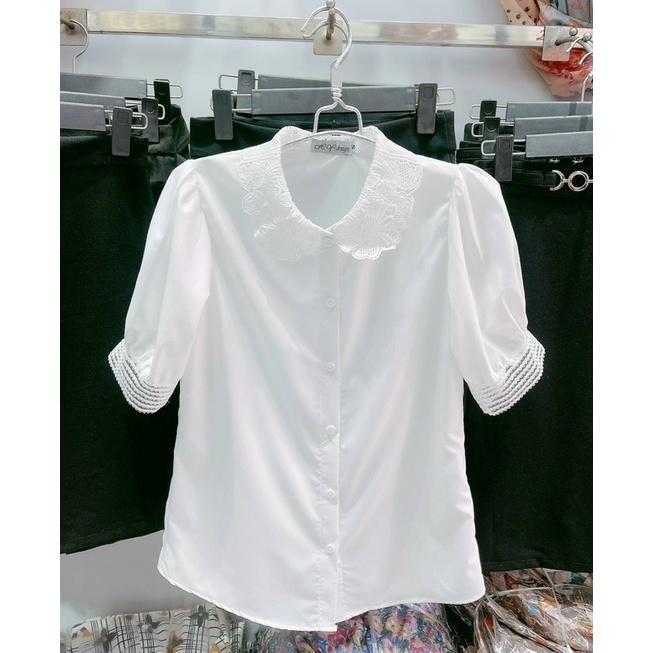 Áo sơ mi trắng cổ ren sang chảnh