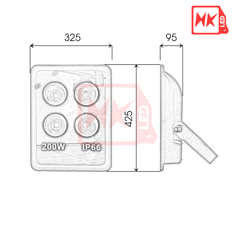 HKLED - Đèn pha tròn vuông LED ngoài trời 200W - IP65 - DPTV200