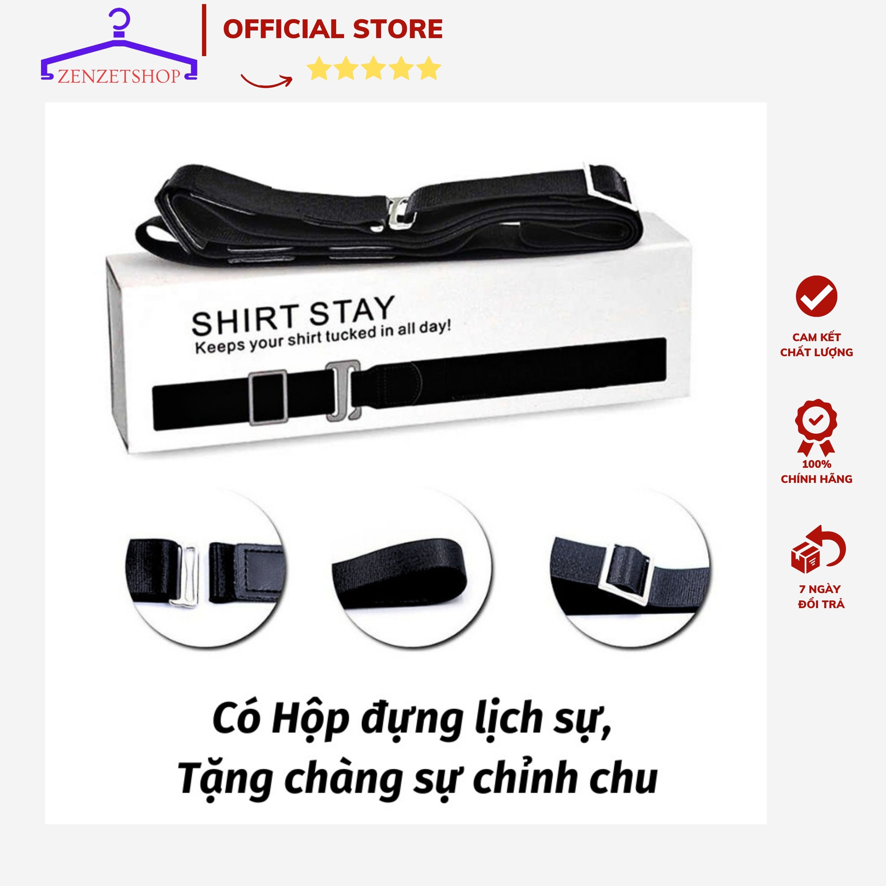 Dây Đai Giữ Áo Sơ Mi khi Sơ Vin thẳng đẹp có hộp Shirt Stay-dây nịt khít áo sơ mi co giãn cho nam nữ ZENZETSHOP PK02