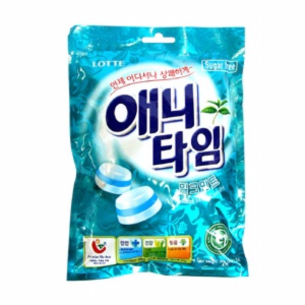 Combo 6 gói Kẹo bạc hà xylitol Lotte Anytime 60gr (Sugar free)