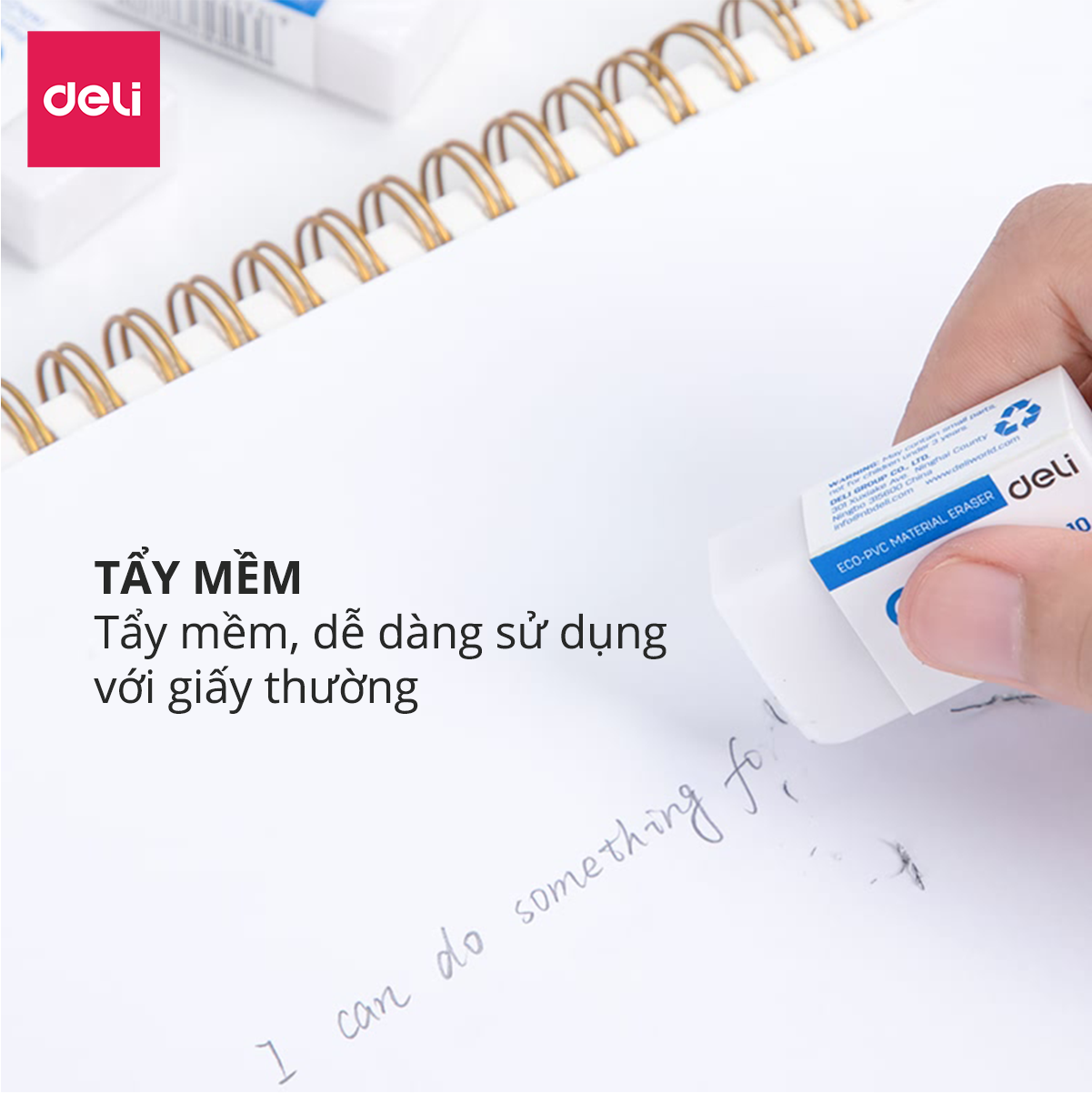 Gôm Tẩy Deli - Trắng - Phù Hợp Thi Trắc Nghiệm - Combo 4 Chiếc - EH03010