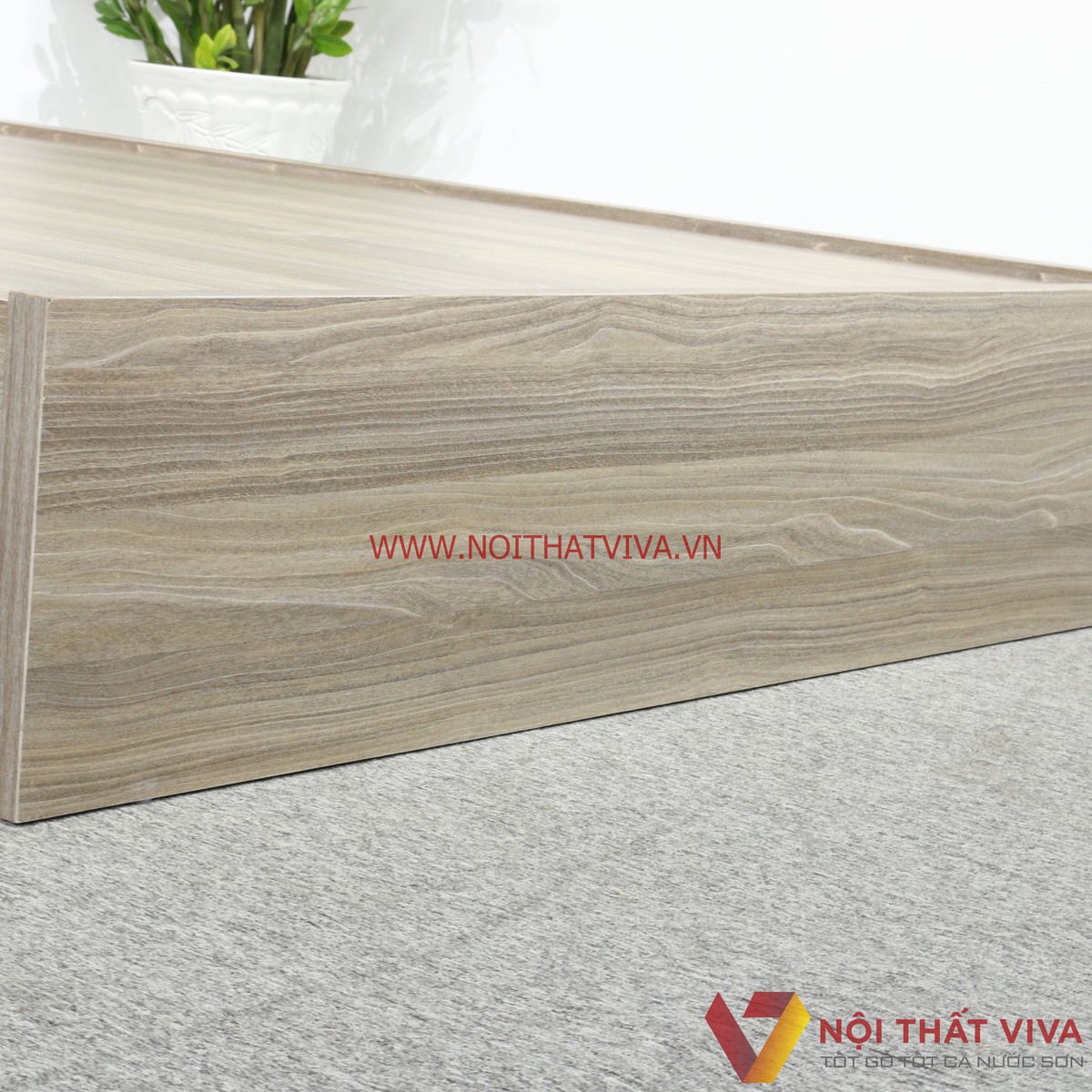Giường Ngủ Gỗ MDF Melamine Màu Xám Vân Gỗ Đẹp Giá Rẻ