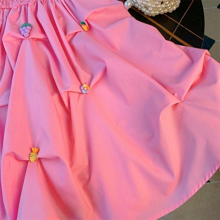 DIYIWEI Cô gái công chúa váy mùa hè 2023 phong cách phương Tây trẻ em thời trang rắn màu sling váy cô gái nhỏ lưới váy đỏ