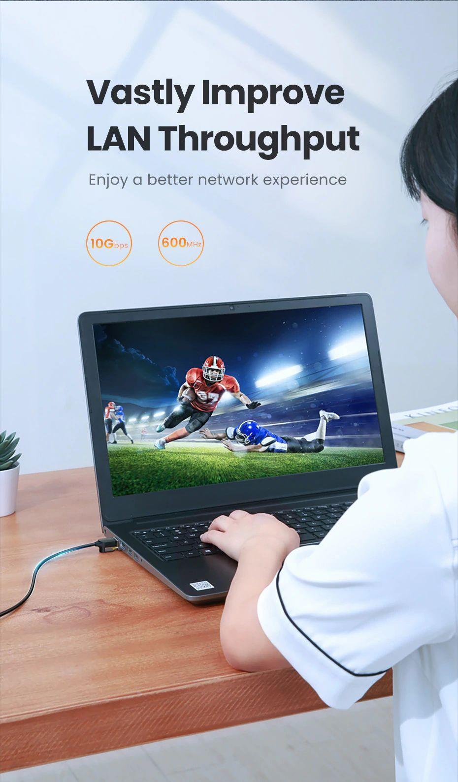 Ugreen UG80417NW149TK 2M 10Gbps màu đen cáp mạng CAT7 siêu mỏng nhỏ 0.38mm - HÀNG CHÍNH HÃNG