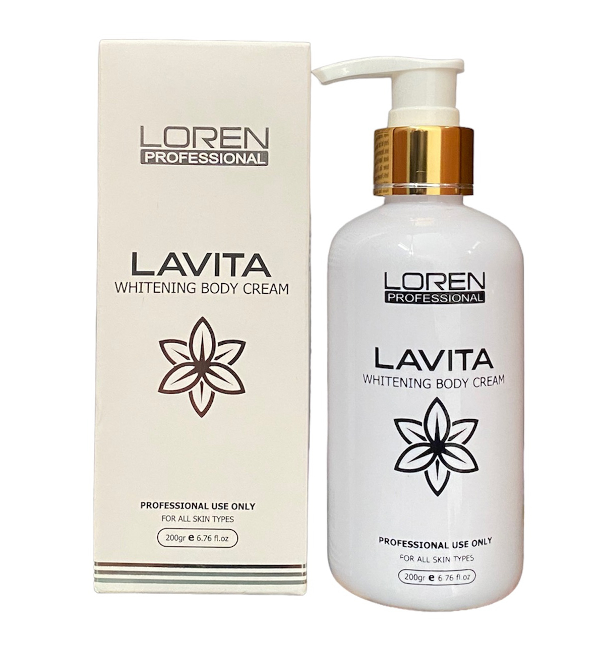 Bộ đôi kem ủ trắng Whitening Body Mask và kem dưỡng da Lavita Whitening Body toàn thân thương hiệu Loren Professional 200ml