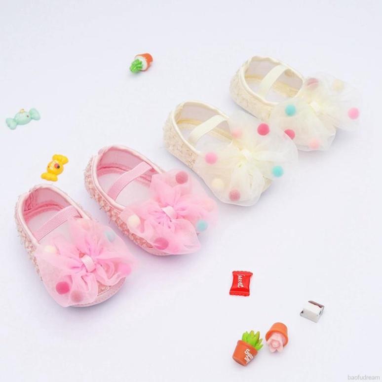 Cho Bé Giày Mềm Mại Phối Nơ Bướm Kiểu Công Chúa Dành Cho Bé Gái