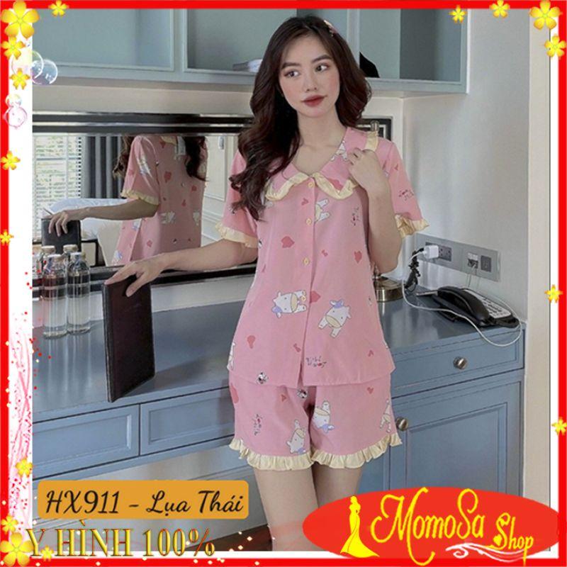 Đồ Bộ Tiểu Thư Pijama Nữ Mặc Nhà Quần Đùi Lụa Thái Cao Cấp Mềm Mịn