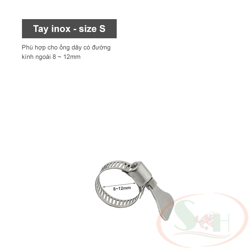 Cổ dê đai siết giữ dây ống tay vặn inox kẹp ống lọc bể cá tép thủy sinh