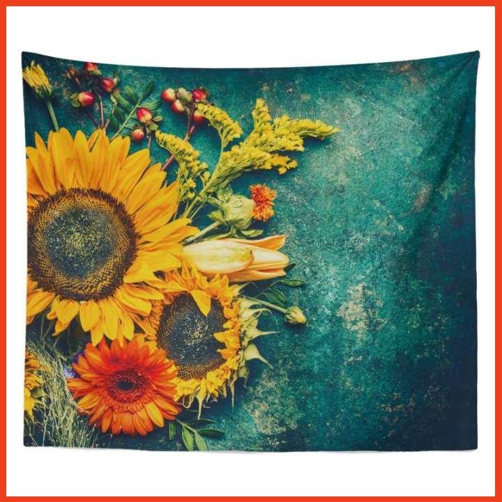 Thảm treo tường hình hoa hướng dương xinh xắn decor phòng phong cách vintage