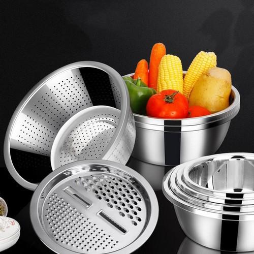 Bộ rổ nạo Inox 304 rổ nạo đa năng 3 Chi Tiết Tiện Lợi