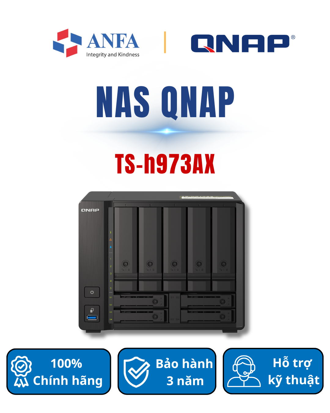 Thiết bị lưu trữ Nas QNAP, Model: TS-h973AX-Hàng chính hãng