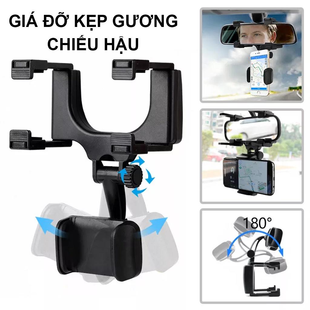 Giá đỡ điện thoại trên ô tô , giá kẹp treo smartphone gắn gương chiếu hậu, cây đỡ điện thoại trên oto xe hơi