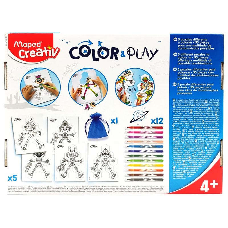 Đồ Chơi Thủ Công Tô Màu Và Ghép Hình Sáng Tạo Color Play - Maped Creative 907001 - Mix And Match Puzzle